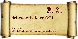 Mehrwerth Kornél névjegykártya